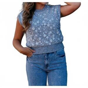 NEW DESIGN HISTORY beaded sleeveless vest in silver mist